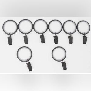 8 Curtain Drapery Rings with Clips, 1.5-inch Inner Diameter Quiet Smooth Black